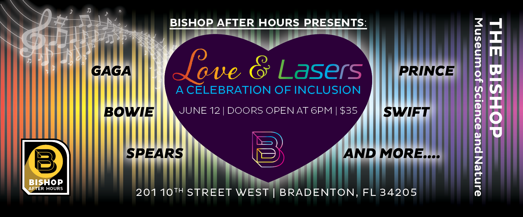 Event poster for Bishop After Hours: Love and Lasers