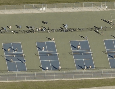 aerial view of 4 pickleball courts at Lakewood Ranch High School