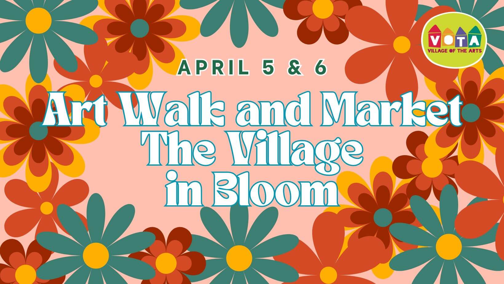 floral graphic for Artwalk and Market: The Village in Bloom event