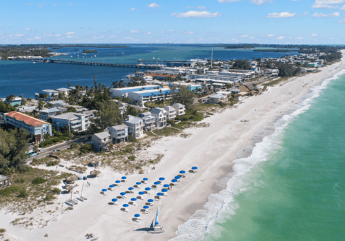 aerial view of Anna Maria Island, where no high-rises are visible