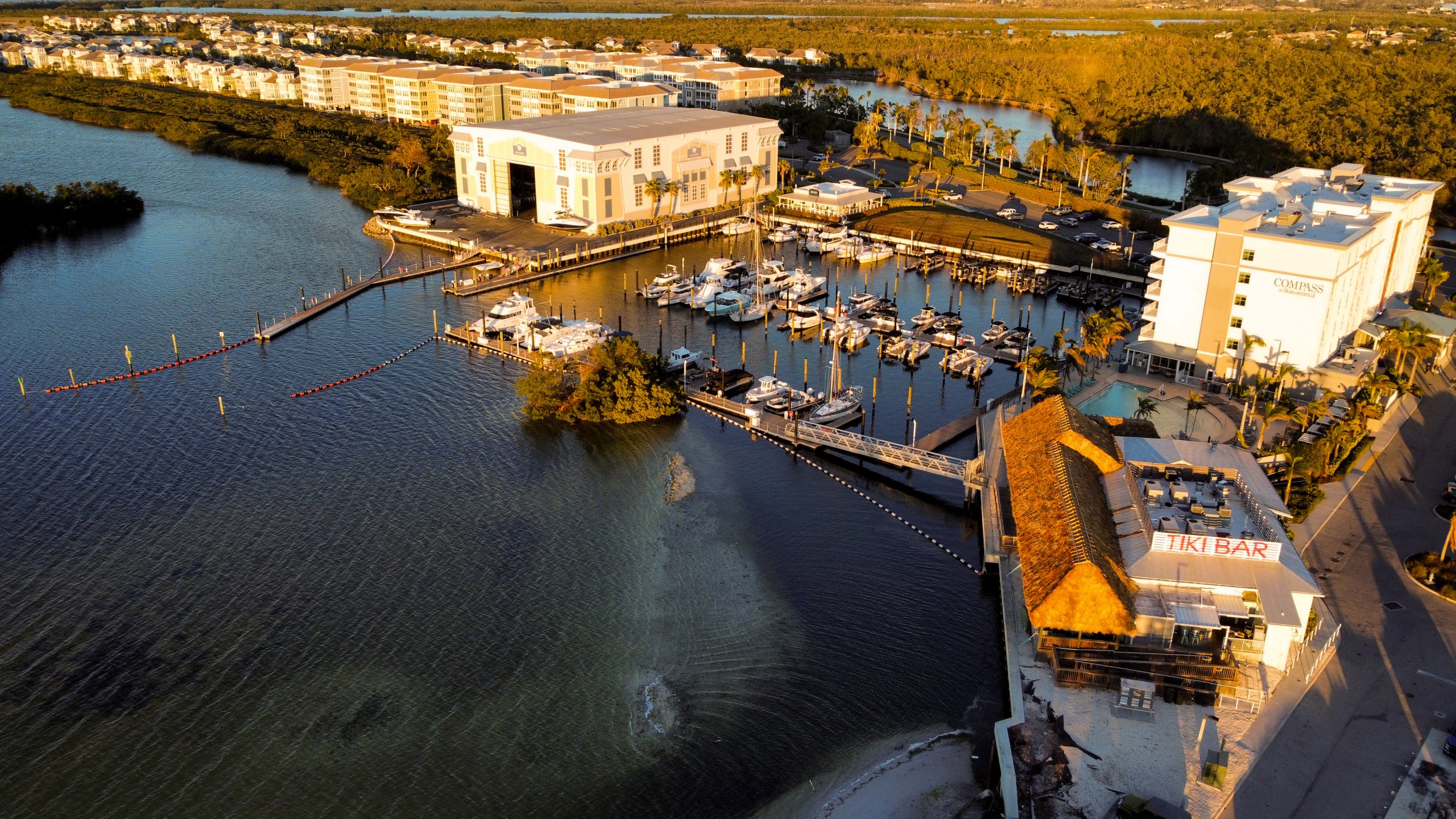 Aerial picture of Floridays and marina