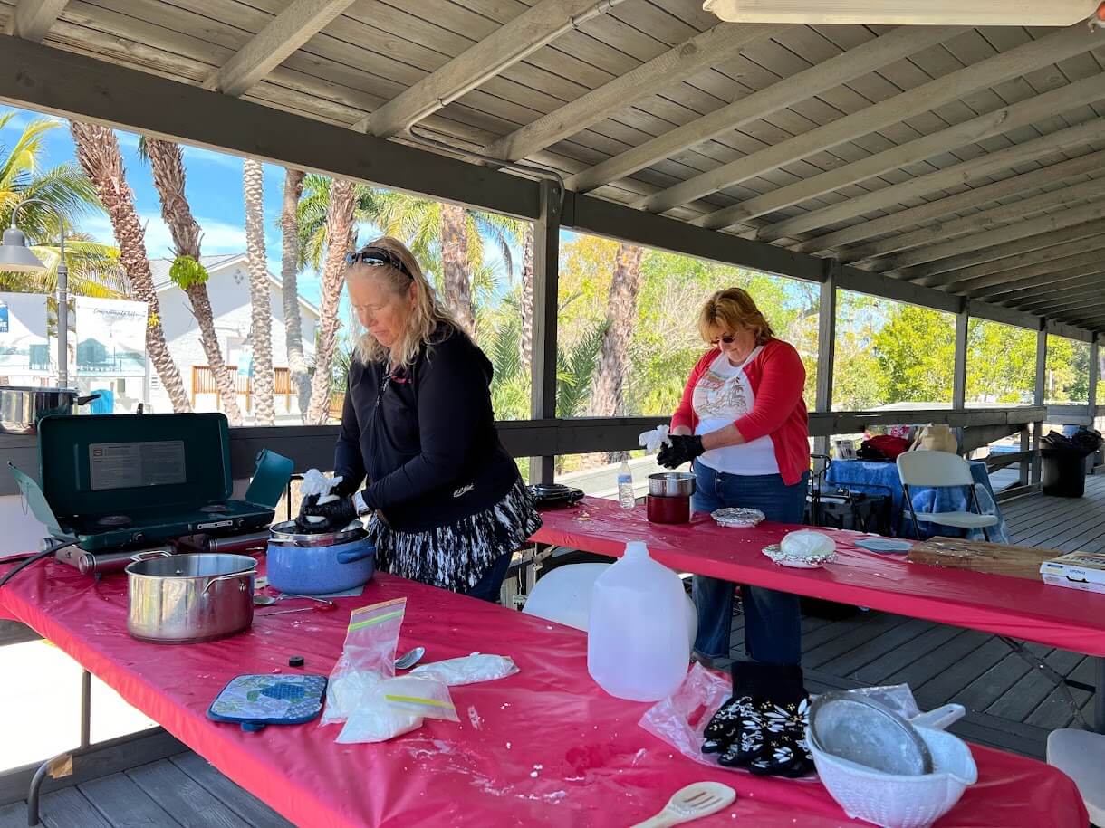 Picture of students making homemade cheese