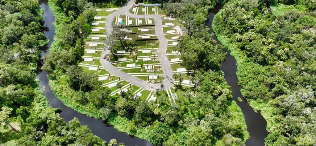 aerial view of Linger Lodge campground on the Braden River