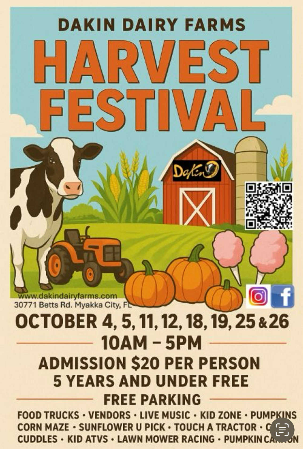 Event poster. Colorful cartoon like picture of farm.
