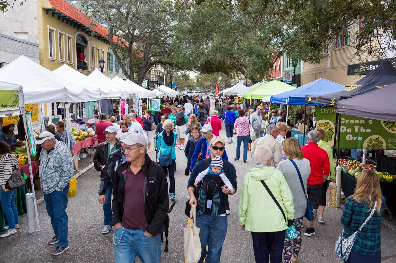 people attending the farmers market
