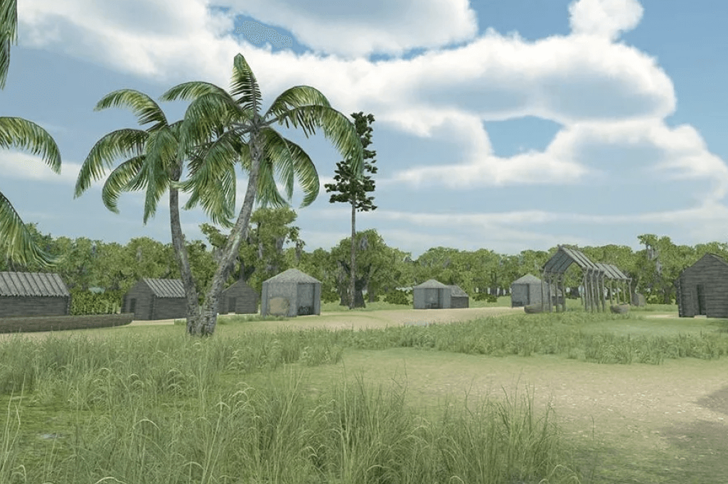 computer rendering of Angola Community before its destruction