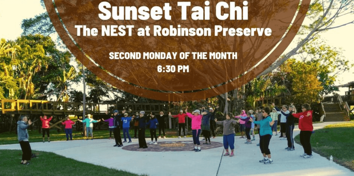 sunset tai chi at the NEST at Robinson Preserve