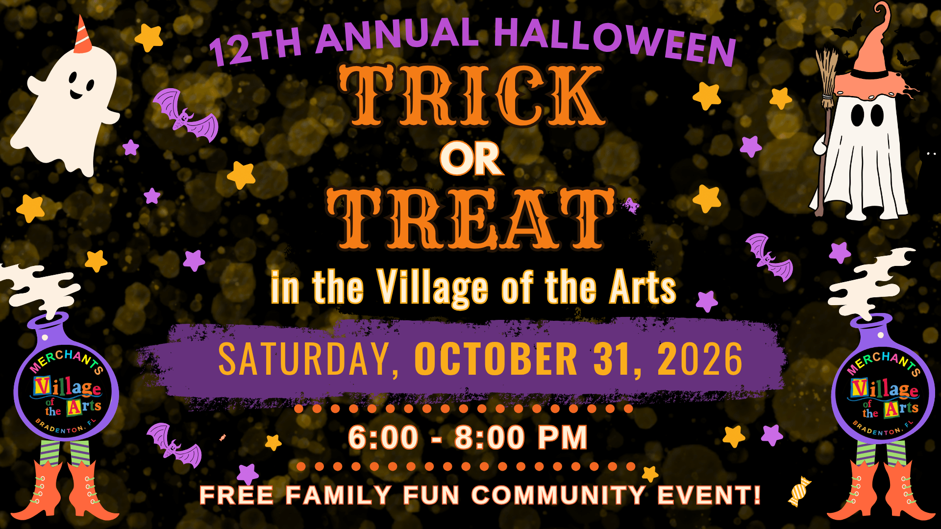 trick or treat in the village banner