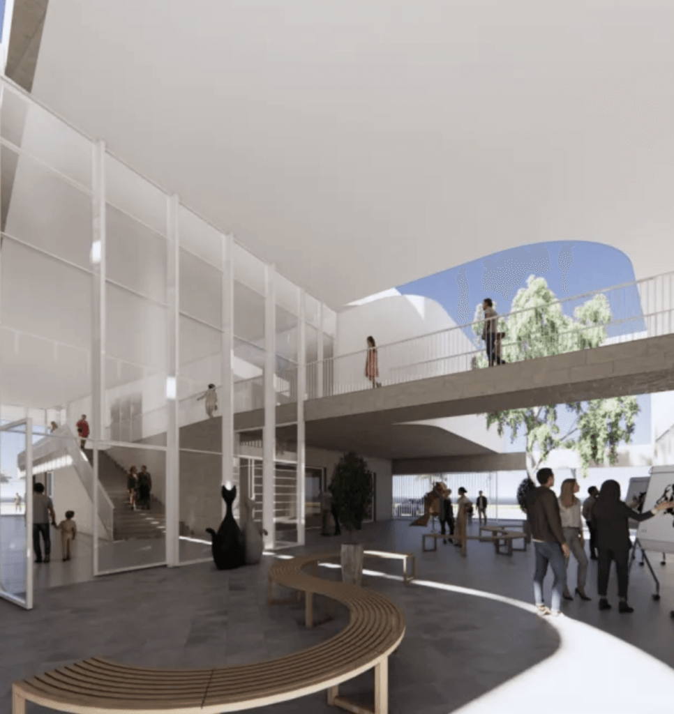 rendering of new Herrig Center for the arts entrance